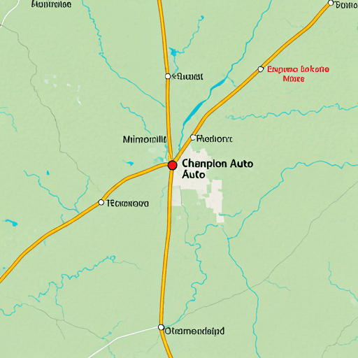 Map of Enterprise, Alabama showing location of Champion Auto